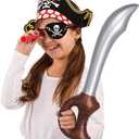 Funny Pirate Party Hats 48 PC Set – Pirate BirthdayParty Favors for Kids - 12 Pirate Hats, 12 Patches, 12 Swords, 12 Telescopes