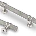 Asidrama 10 Pack 3.75 Inch(96mm) Knurled Brushed Satin Nickel Kitchen Cabinet Handles, Cabinet Pulls Kitchen Cabinet Hardware Cupboard Handles Drawer Pulls