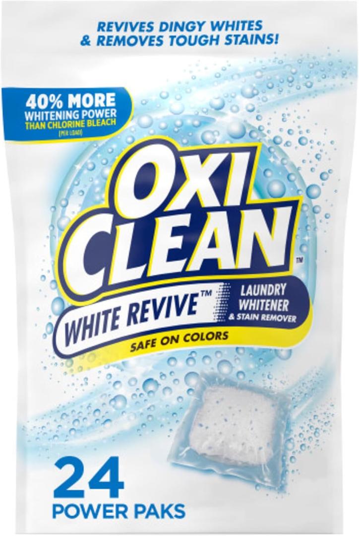 OxiClean White Revive Laundry Whitener and Stain Remover Power Paks, 24 Count (24 Count (Pack of 1))