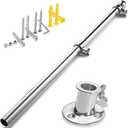 ZOMCHAIN Marine Flag Pole with Base, 316 Stainless Steel Flag Pole Set, Flag Holder for Boat, Yacht, Truck and Yard - Flag Pole 30 in