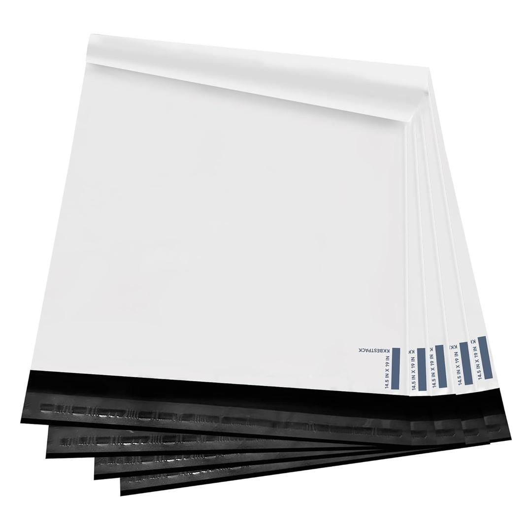 KKBESTPACK 14.5x19 Poly Mailers Shipping Envelope Self Sealing Bags (Pack of 100) (White)