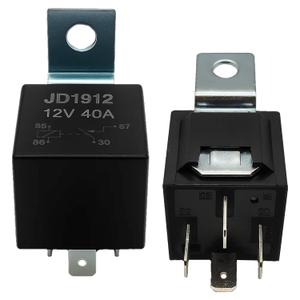 JD1912 12V 40A Relay with Harness  4-Pin Waterproof SPST Automotive Relay Socket Kit  for LED Light Bar, Horn, Fan, Car, Truck, Motorcycle-2Pcs