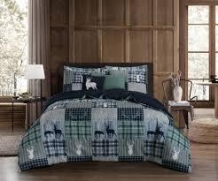 Coleman Patchwork Durango Deer & Plaid 5-Piece Comforter Set.  Size 104"×90"