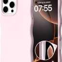 ORNARTO for iPhone 16 Pro Case 6.3", Wavy Liquid Silicone Shockproof Drop Protection Cover with Camera Control Button, Skin-Friendly Microfiber Lining  Chalk Pink