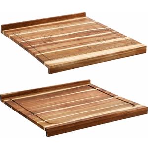 Vesici Large Wood Pastry Board with Lip for Rolling Dough, Acacia Reversible Tray with Engraved Measurements, Cutting & Kneading Board for Pizza & Bread, Kitchen Counter, 24 x 22.8 x 1.5 Inch