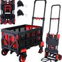2-in-1Hand Truck Dolly Foldable with Folding Basket,330LBS Capacity Handtruck,Hand Truck Foldable Dolly with 4 Wheels,Dolly Cart with Retractable Handle,Folding Hand Cart for Moving