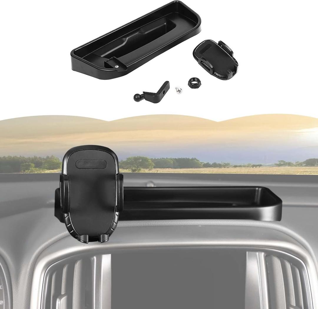 RT-TCZ Cell Phone Holder Dash Mount Holder with Storage Box Bracket Center Console Interior Accessories Compatible with Chevrolet Colorado 2014-2024,for GMC Canyon 2014-2022