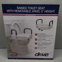 Drive Medical 2-in-1 Raised Toilet Seat with Removable Padded Arms - Elevated Bathroom Safety Support - Secure Locking Attachment - Easy Height Assistance - Durable Construction, Standard Toilets