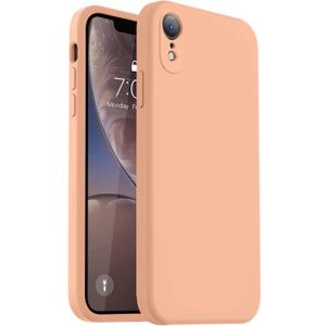 Vooii Compatible with iPhone XR Case, Upgraded Liquid Silicone with [Flat Edges] [Camera Protection] [Soft Anti-Scratch Microfiber Lining] Phone Case for iPhone 10 XR 6.1 inch - Cantaloupe