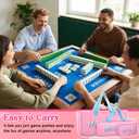 Abbylike Empty Mahjong Bag Set for Tiles and Racks Carry Bag for Mahjong Tiles with 4 Storage Compartments Tote Pouch or Mat Card Pusher Card Game Storage Gifts Accessories(Pink and Blue), 19.09 x 9.45 x 3.35 inches