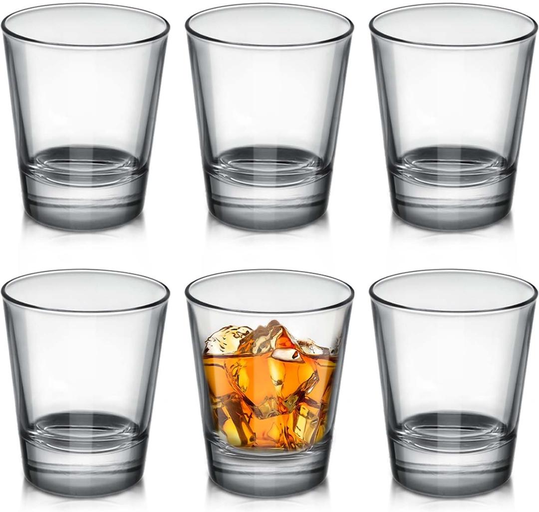 OBTANIM 6 Pack Shot Glasses, 1.5 oz Clear Shot Glass Cups Set with Heavy Base for Bar Restaurants Home