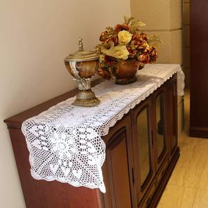 Damanni Rectangular Cotton Handmade Crochet Lace Table Runner Doilies Table Dresser Scarf Dcor,16 Inch by 24 InchWhite