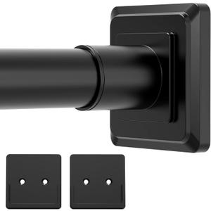 Black Shower Curtain Rod,Spring Tension Curtain Rod 30-40,No Drill or Screw Installation Shower Rod for Bathroom, Closet, Kitchen with Brackets
