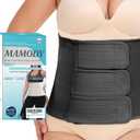 MAMODY Postpartum Belly Band abdominal Binder for Natural Delivery & C-Section, Adjustable Compression Wrap, Abdominal Support Belt (Black, X-Large)