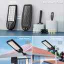 MMKT Solar Lights Outdoor, 8000W 3 Color Solar Street Lights, Commercial Solar Parking Lot Lights Waterproof Dusk to Dawn, Security Flood Lights with Motion Sensor for Yard, Basketball Court, Large