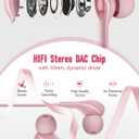 USB C Headphones for iPhone17 16 Pro Max 15 Plus iPad Pro Samsung Galaxy S24 S23 Ultra S26 S25 S22 S21 Wired Earbuds Magnetic in-Ear Type C Earphone with Microphone Volume Control HiFi Stereo Pink