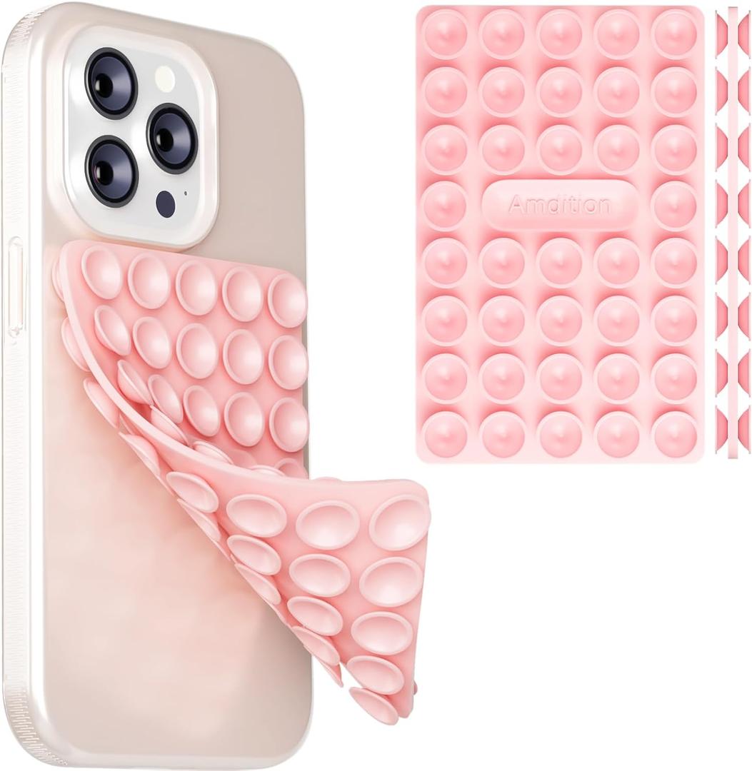 Silicone Suction Cup Phone Case Mount Double Sided, Phone Accessories Hands-Free Strong Grip Holder for Selfies and Videos