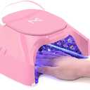 M - GlowPro Professional Hybrid 86W Wireless Rechargeable UV LED Nail Curing Lamp Cordless Nail Dryer for Gel Nails, Manicure, Pedicure (Pink)