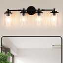 PHIXART 4-Light Bathroom Light Fixtures, Black Bathroom Vanity Light with Clear Glass Shade, Modern Bathroom Lighting Fixtures Over Mirror, 30" Bathroom Vanity Light for Mirror Bedroom Hallway