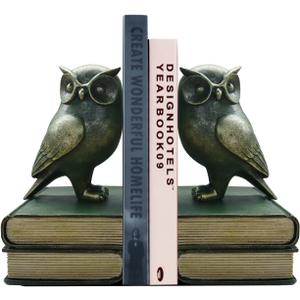 Dosker Book Ends for Shelves, Owl Decorative Bookends, Cute Animal Book Holders for Kids Rooms, Offices and Bedrooms(Retro Bronze)