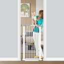 Fairy Baby 40.5" Extra Tall Pet Gate 22.5"-25.5" Narrow Opening No Drill | Auto Close Pressure Mounted Baby Gate, Metal Safety Child Gate for Stairs Doorways Walk Thru, Puppy Dog Gates Indoor, White