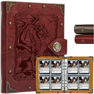 DUROTAN Trading Card Binder-4 Pocket Can Hold 240 Cards Portable Card Games Display Storage Cases is Gifts for Boys and Girls (2-DragonKing-Red)