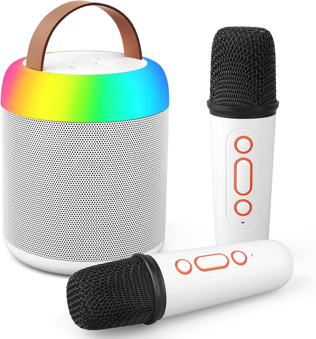 Karaoke Microphone Machine with 2 Drivers for Kids Adults, Muscial Singing Toy for Girls Boys, Bluetooth Speaker Birthday Gift Stocking Stuffer Classroom Prizes Party Game