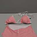 SweatyRocks Women's 2 Piece Striped Bikini Set Halter Triangle Bikini Top with Boyshort Swimsuits (Red, Small)