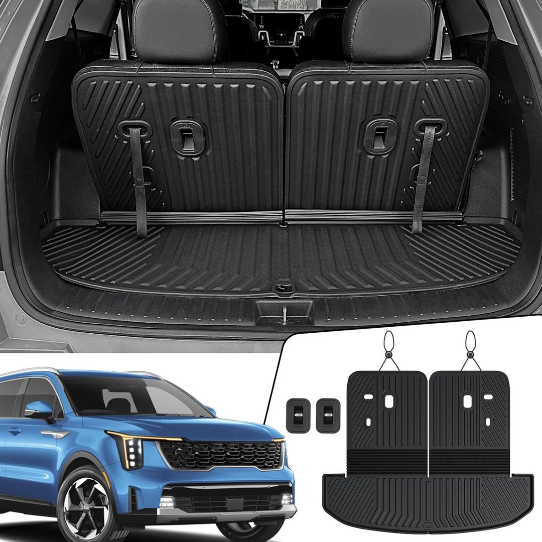 Cargo Mat with Backrest Mats 2-in-1 for 2021-2024 2025 2026 Kia Sorento 6/7 Seats Car Mat Accessories, All Weather TPE Interior Trunk Cargo Liner(Cargo Mat with Backrest Mats) Cargo Mat with Backrest Mats 2-in-1 for 2021-2024 2025 2026 Kia Sorento 6/7 Seats Car Mat Accessories, All Weather TPE Interior Trunk Cargo Liner(Cargo Mat with Backrest Mats)