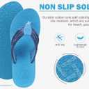 COFACE Womens Flip Flops with Arch Support Ladies Fashion Lightweight Wedge Flip Flops Comfortable Yoga Mat Sole Summer Platform Thong Sandals (Blue)