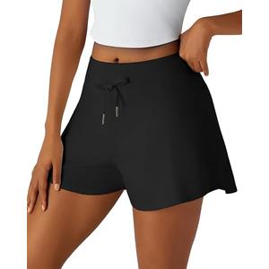 Leapstride Athletic Shorts for Women Flowy Tennis 2-in-1 Running High Waist Shorts- with Pockets Butterfly Workout Gym Casual XS