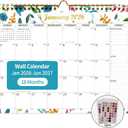 2 x 2026 Calendar 18 Monthly Wall Calendar Runs from January 2026 until June 2027 Spiral Binding Hanging 11.5" x 14.7" Thick Paper with Julian Dates and Block for School OfficeFlower