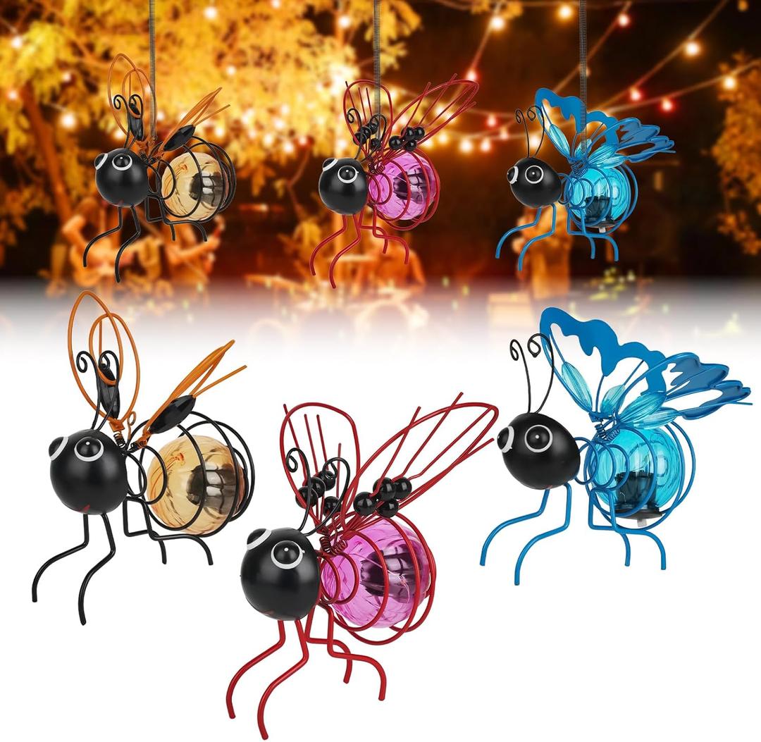 Solar Bees Lights Outdoor 2025 New Hanging Solar Garden Bee Outdoor Patio Garden Decor Simulation Bumble Solar Light for Christmas, Yard, Patio, Porch