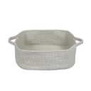 Woven Cotton Rope Storage Basket with Handles for Organizing Shelves Closet Small Cat Dog Pet Toy Baskets Box Bin Decorative Rectangle Baby Nursery basket Gift basket Empty (Light Grey)