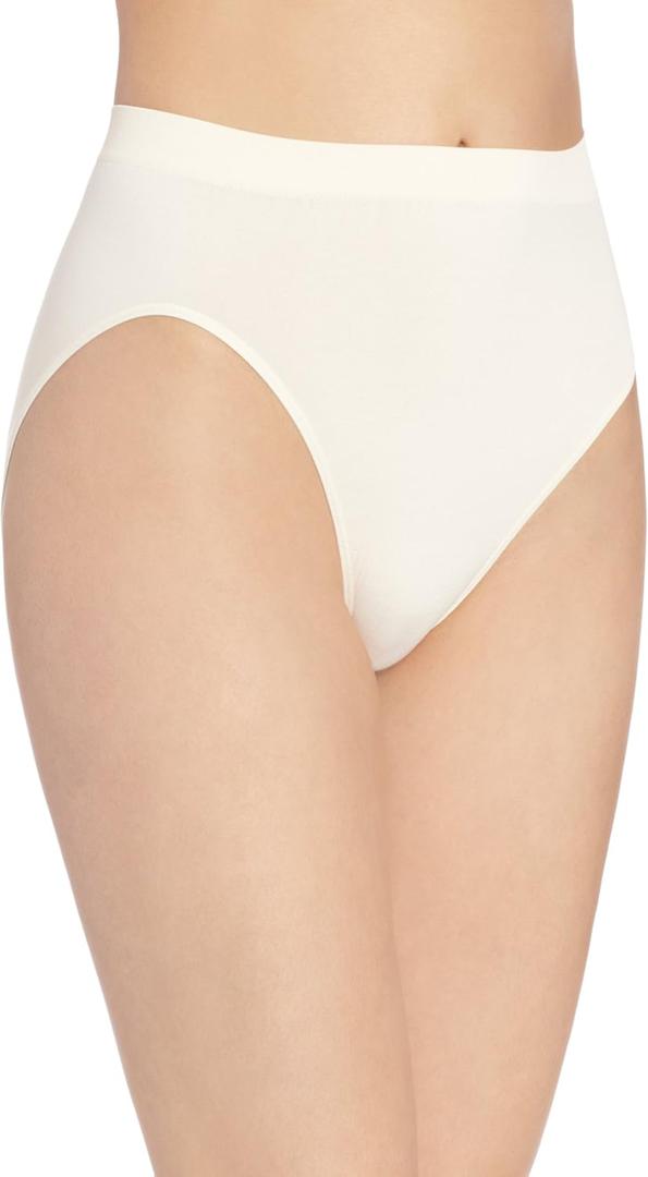 Bali Women's Seamless Hi-cut Panty, Comfort Revolution Microfiber Brief, Full Coverage Underwear (7, Light Beige)