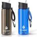 SurviMate Purified Water Bottle for Camping, Hiking, Backpacking and Travel, BPA Free with 5-Stage Intergrated Filter Straw