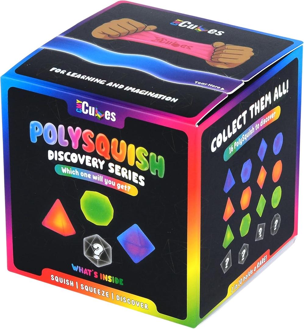 CMY Cubes PolySquish Discovery Series - Blind Box- Mystery Squishy - Color Mixing Sensory Stress Relief Toy - Tactile Fidget - 16 Shape and Colour Combinations - Collectible, Educational, STEAM Play