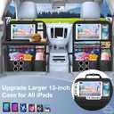 Car Backseat Organizer with Table Tray(2-Pack) 9 Storage Pockets Backseat Car Organizer and storage with Tablet Holder, Kick Mats Back Seat Cover for Kids family Road Trip Essentials Travel