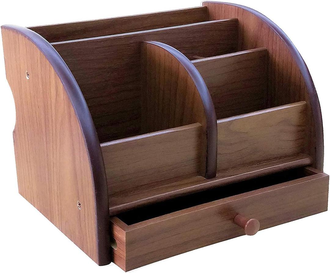 Desk organizer wood remote control holder with long drawer Office stationery storage and sorting organizer household small sundries storage box HeBen1025