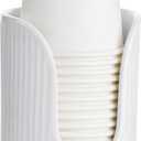 Bathroom Cup Dispenser, 3oz-4oz Ceramic Paper Cup Holder, Small Countertop Mouthwash Dixie Cups Accessories, for Vanity Countertops, Bathroom, Kitchen, and Dining Room (1 Pack, White)