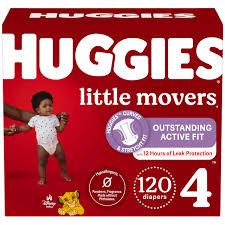 Huggies Little Movers Baby Diapers, Size 4, Mega Colossal, 120 Ct