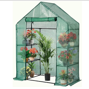 Portable Greenhouse for Outdoors | Walk in Greenhouses Heavy Duty with Durable PE Plant Cover with 3 Tiers of 12 Shelves | Gardening Plant House with Roll-up Zipper Door - 57*57*77 Inches