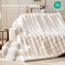 IFNOW Cozy Faux Rabbit Fur Bubble Blanket Queen Size,Cream,90"x90", 9090