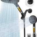 Dual Filtered Shower Heads Combo, High Pressure Rain Shower Head with Handheld Spray Built-in Power Wash, Dual Handheld Shower Head for Hard Water, Remove Chlorine for Healthier Skin-Black