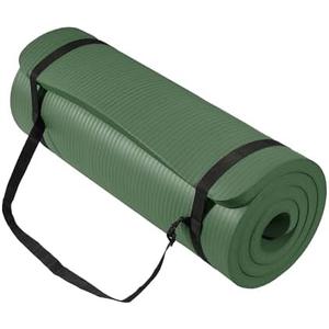 Yoga Mat 1-Inch Extra Thick High-Density Exercise Mat with Non-Slip Surface & Carry Strap for Men & Women Tear-Resistant Pilates Workout Mat for Home Gym, Floor Fitness (Color: Green Jasper)