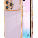 ZTOFERA for iPhone 16 Plus Case 6.7 inch,Cute Curly Wave Frame Case with Love Heart Pattern,Luxury Plating Edge Full Camera Protection Shockproof Phone Case for Women Girls-Black