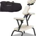 Portable Massage Chair for Tattoo and Spa Foldable Massage Therapy Chair with Adjustable Face Cradle High-Density Cushion Lightweight Design with Carrying Bag Ideal for Salon Use (Cream)