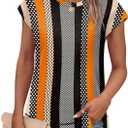 WEESO Womens Summer Tops 2025 Cap Short Sleeve T Shirts Trendy Dressy Casual Crew Neck Loose Fit Shirts (Medium, J-khaki Stripe)