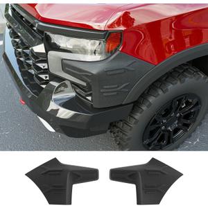 2pcs Front Bumper End Cap Trim Compatible with 2019-2025 Chevy Silverado 1500 ZR2 Side Front Bumper End Cover TPE Protector Replacement for 2019-2025 Chevy Silverado Accessories