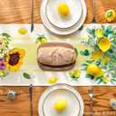 Artoid Mode Yellow Stripes Vase Lemon Summer Table Runner, Spring Kitchen Dining Table Decoration for Home Party Decor 13x72 Inch